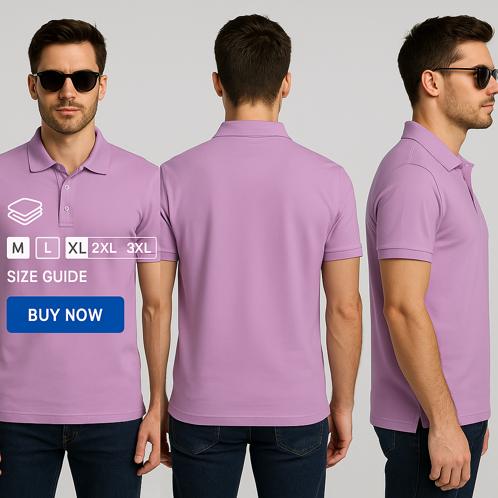 Lavender Polo T-Shirt – Stylish Comfort for Men