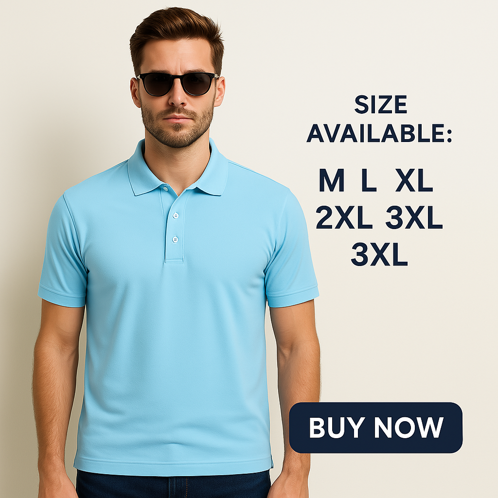 Sky Blue Polo T-Shirt – Men’s Casual Wear